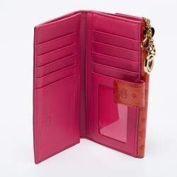 Pre Owned MCM Orange/Pink Visetos Patent Leather Charm Continental Wallet