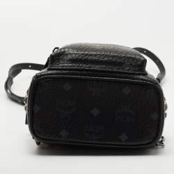 MCM Black Visetos Coated Canvas and Leather Mini Studded Stark Bebe Boo Backpack