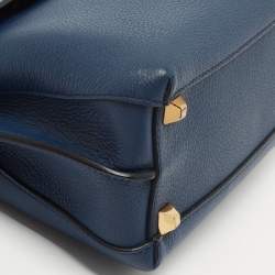 MCM Blue Leather Milla Flap Top Handle Bag