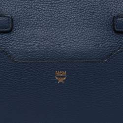 MCM Blue Leather Milla Flap Top Handle Bag