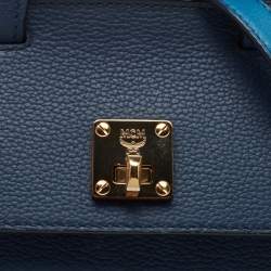 MCM Blue Leather Milla Flap Top Handle Bag