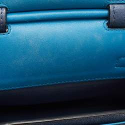 MCM Blue Leather Milla Flap Top Handle Bag