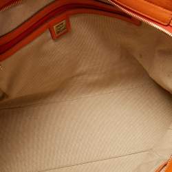 Pre Owned MCM Orange Leather Zip Shopper Tote