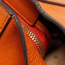 Pre Owned MCM Orange Leather Zip Shopper Tote