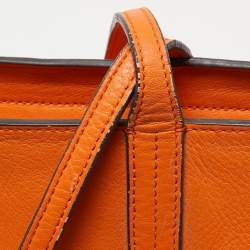 Pre Owned MCM Orange Leather Zip Shopper Tote