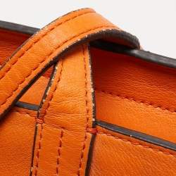 Pre Owned MCM Orange Leather Zip Shopper Tote