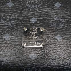 MCM Black Visetos Coated Canvas and Leather Zip Shoulder Bag