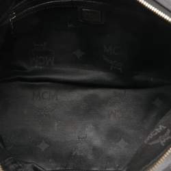 MCM Black Visetos Coated Canvas and Leather Zip Shoulder Bag