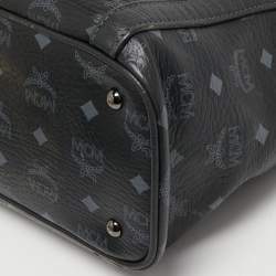 MCM Black Visetos Coated Canvas and Leather Zip Shoulder Bag