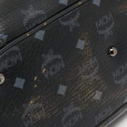 MCM Black Visetos Coated Canvas and Leather Zip Shoulder Bag