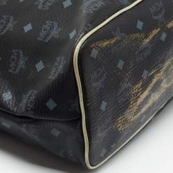 MCM Black Visetos Coated Canvas and Leather Princess Lion Shopper Tote