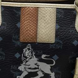 MCM Black Visetos Coated Canvas and Leather Princess Lion Shopper Tote