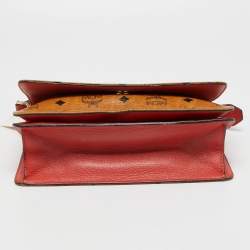 MCM Tan/Orange Visetos Coated Canvas and Leather Chain Crossbody Bag