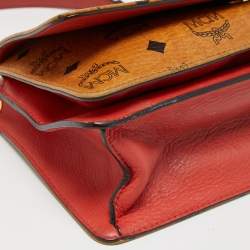 MCM Tan/Orange Visetos Coated Canvas and Leather Chain Crossbody Bag