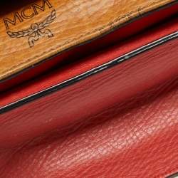 MCM Tan/Orange Visetos Coated Canvas and Leather Chain Crossbody Bag