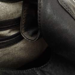 Pre Owned MCM Black Leather Logo Charm Shoulder Bag