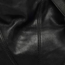 Pre Owned MCM Black Leather Logo Charm Shoulder Bag