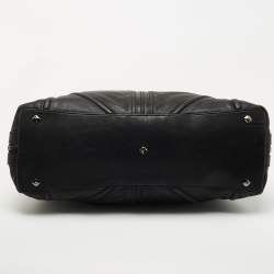 Pre Owned MCM Black Leather Logo Charm Shoulder Bag