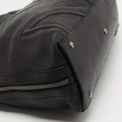 Pre Owned MCM Black Leather Logo Charm Shoulder Bag