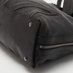 Pre Owned MCM Black Leather Logo Charm Shoulder Bag