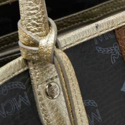 Pre Owned MCM Black Visetos Coated Canvas and Leather Princess Lion Shopper Tote