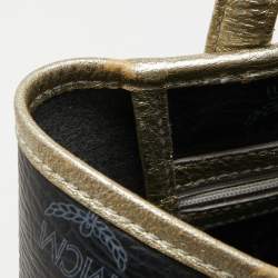 Pre Owned MCM Black Visetos Coated Canvas and Leather Princess Lion Shopper Tote