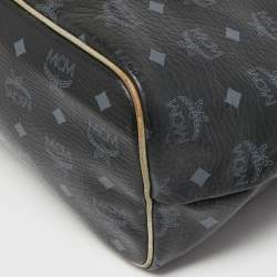 Pre Owned MCM Black Visetos Coated Canvas and Leather Princess Lion Shopper Tote