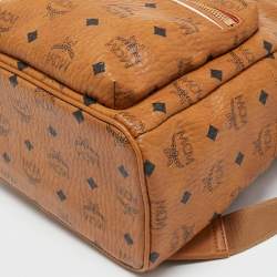 Pre Owned MCM Cognac Visetos Coated Canvas Small Stark Backpack