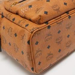 Pre Owned MCM Cognac Visetos Coated Canvas Small Stark Backpack