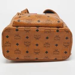 Pre Owned MCM Cognac Visetos Coated Canvas Small Stark Backpack