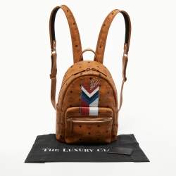 Pre Owned MCM Cognac Visetos Coated Canvas Small Stark Backpack