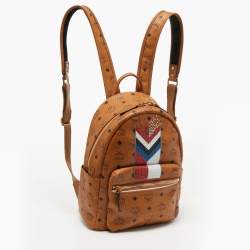 Pre Owned MCM Cognac Visetos Coated Canvas Small Stark Backpack