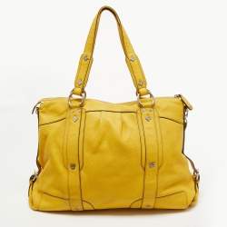 MCM Yellow Leather Zip Tassel Shoulder Bag