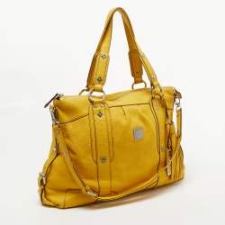 MCM Yellow Leather Zip Tassel Shoulder Bag
