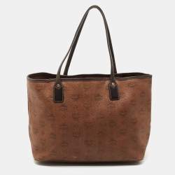 MCM Brown/Black Visetos Coated Canvas and Leather Open Tote