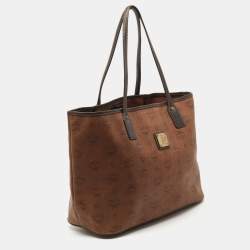 MCM Brown/Black Visetos Coated Canvas and Leather Open Tote