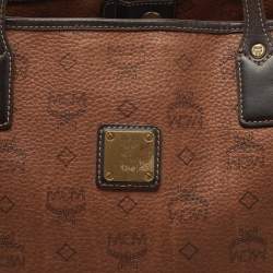 MCM Brown/Black Visetos Coated Canvas and Leather Open Tote