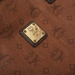 MCM Brown/Black Visetos Coated Canvas and Leather Open Tote