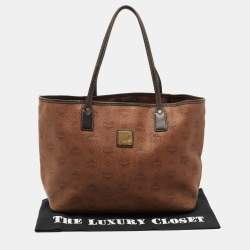 MCM Brown/Black Visetos Coated Canvas and Leather Open Tote