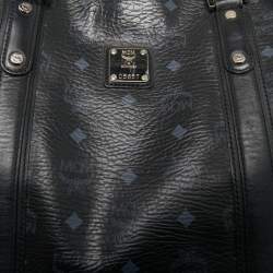 MCM Black Visetos Coated Canvas and Leather Tote