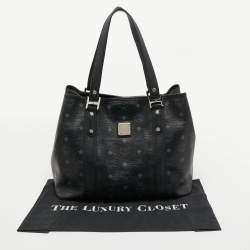 MCM Black Visetos Coated Canvas and Leather Tote