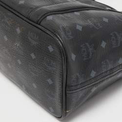 MCM Black Visetos Coated Canvas and Leather Tote