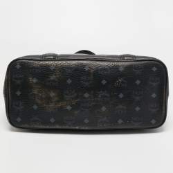 MCM Black Visetos Coated Canvas and Leather Tote