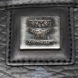 MCM Black Visetos Coated Canvas and Leather Tote