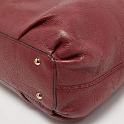 MCM Red Studded Leather Zip Hobo