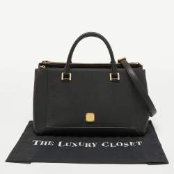 Pre Owned MCM Black Leather Double Zip Tote