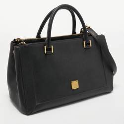 Pre Owned MCM Black Leather Double Zip Tote