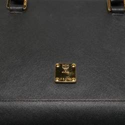 Pre Owned MCM Black Leather Double Zip Tote