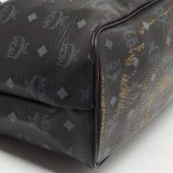 MCM Black Visetos Coated Canvas and Leather Princess Lion Shopper Tote