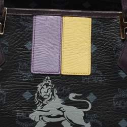 MCM Black Visetos Coated Canvas and Leather Princess Lion Shopper Tote